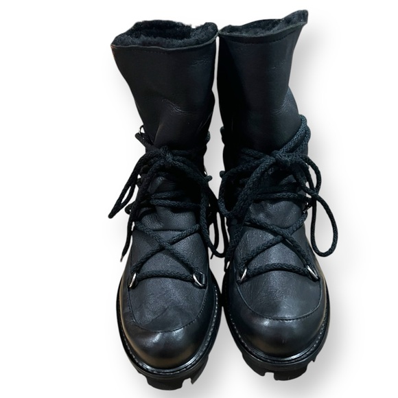 PATRIZIA BONFANTI Black Leather Lace Up Boot Fleece Lined Size 39 - Picture 9 of 10